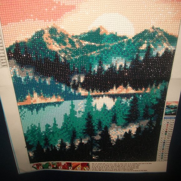 Finished New Handmade Beaded Needlepoint Tapestry of Northwest Nature Scene - Picture 1 of 2